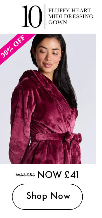 Fluffy heart midi dressing gown
