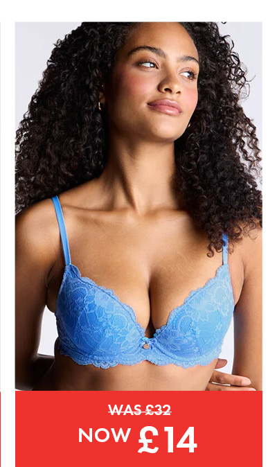 Aliyah plunge push-up bra - Cornflower