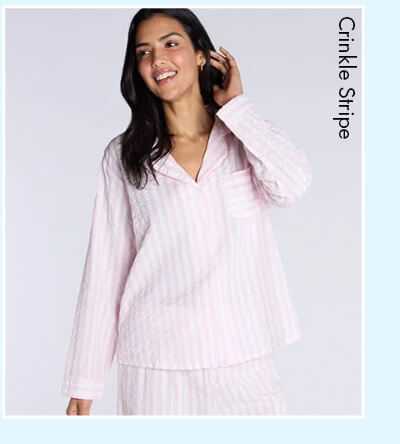 Crinkle stripe cotton pyjama set