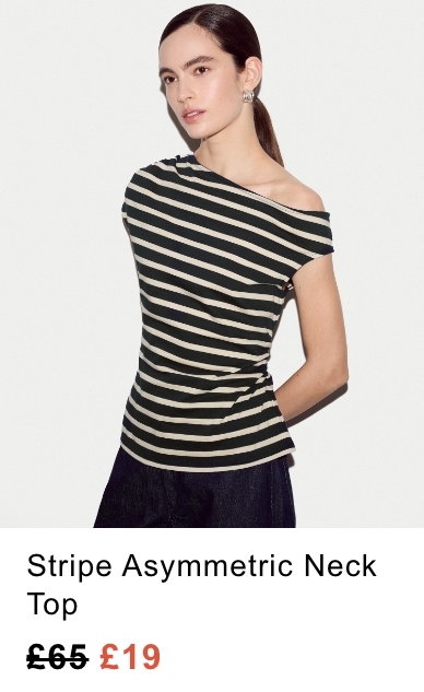 Stripe Asymmetric Neck Top