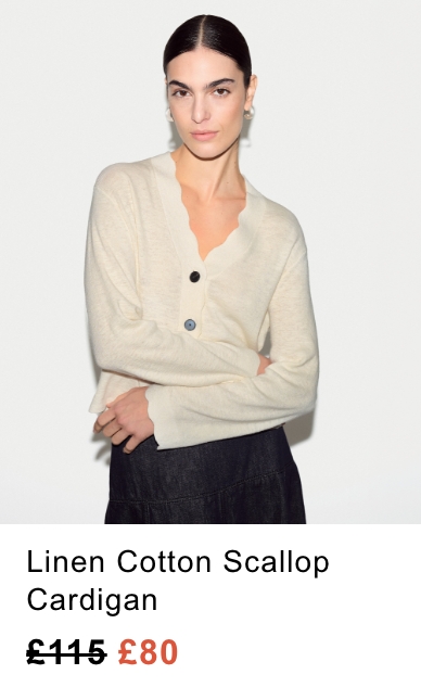Linen Cotton Scallop Cardigan