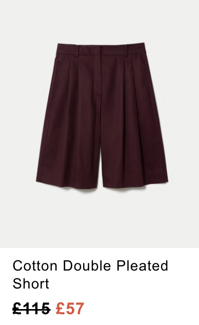 Cotton Double Pleated Short