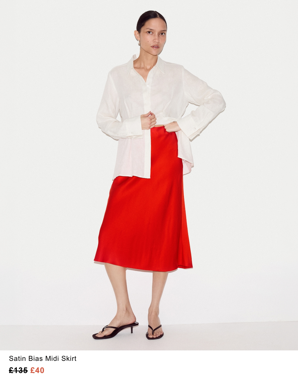 Satin Bias Midi Skirt