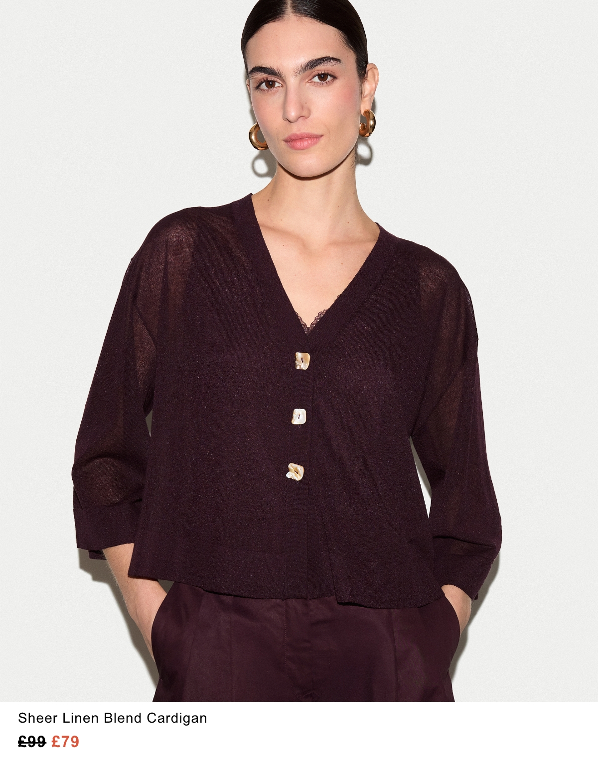Sheer Linen Blend Cardigan