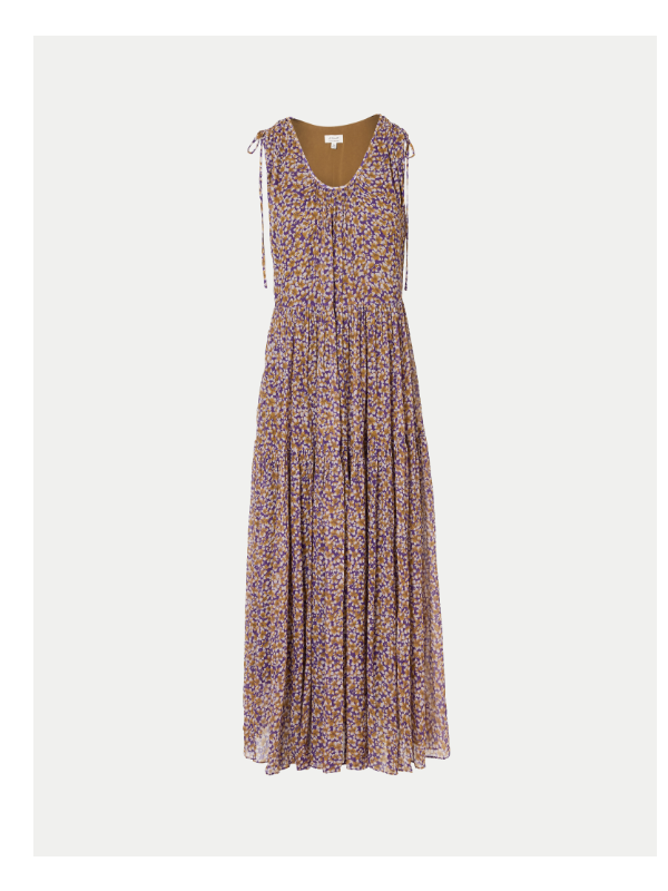 Ditsy U Neck Tiered Dress