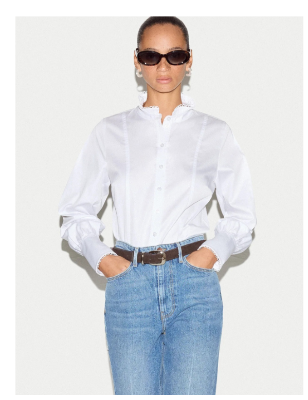 Slim Stand Collar Shirt - White
