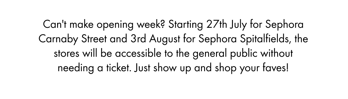 Can't make opening week?