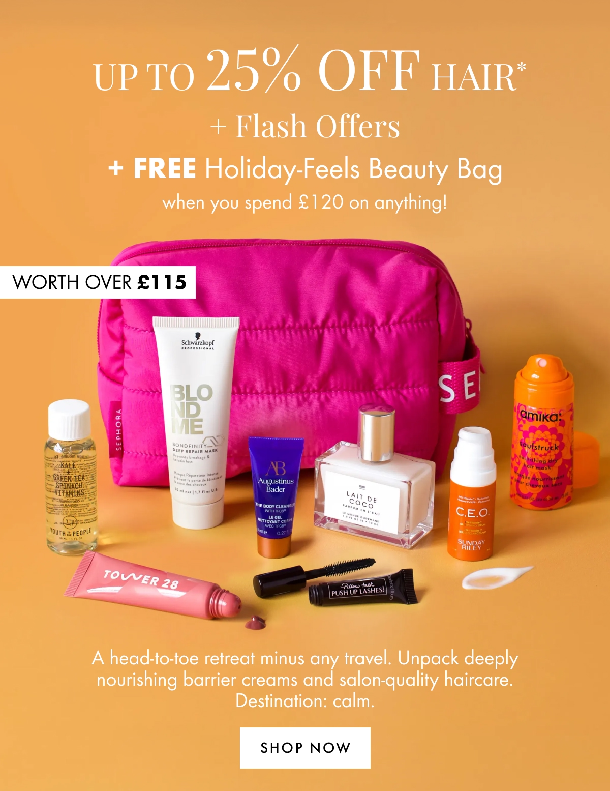 Up to 25% off haircare and a FREE Beauty Bag