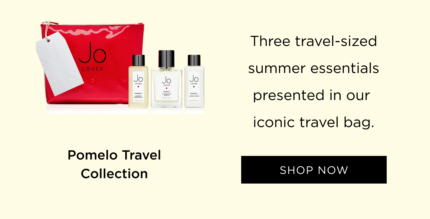 Pomelo Luxury Travel Collection Three travel-sized summer essentials presented in our iconic travel bag.