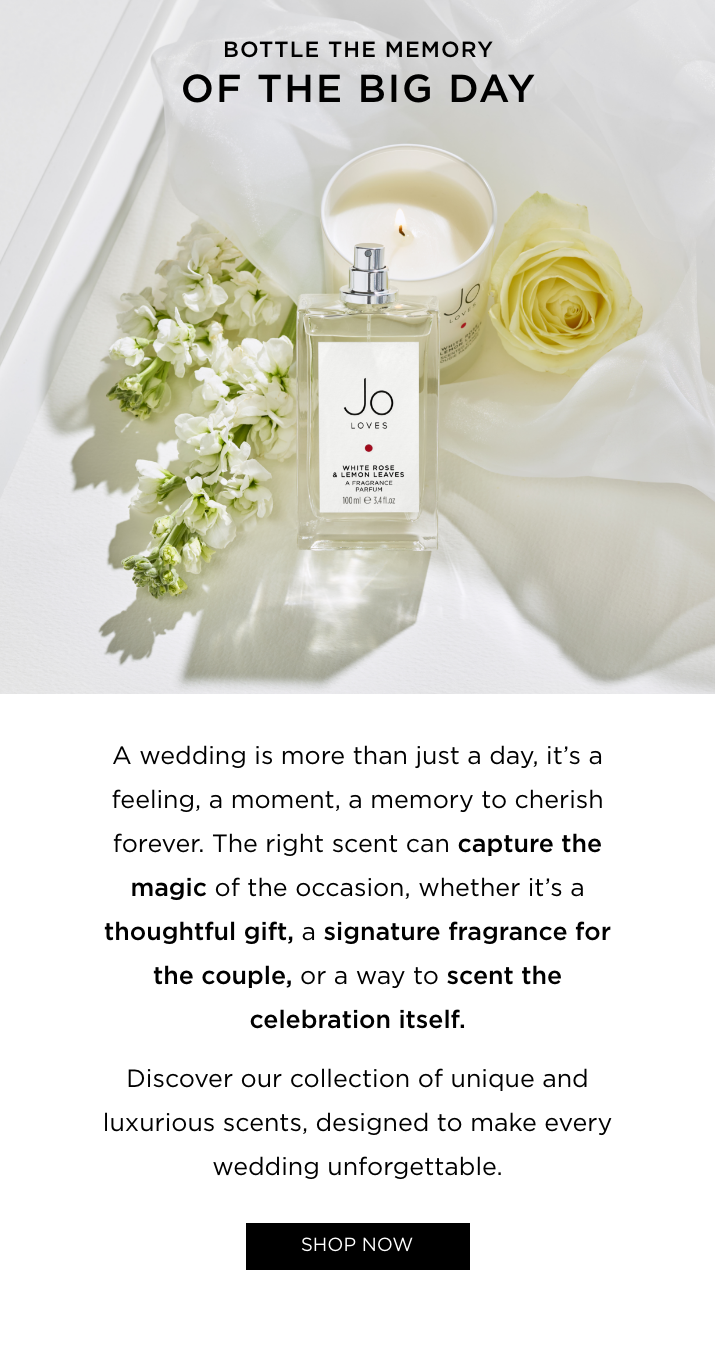A wedding is more than just a day, it's a feeling, a moment, a memory to cherish forever. The right scent can capture the magic of the occasion, whether it's a thoughtful gift, a signature fragrance for the couple, or a way to scent the celebration itself.