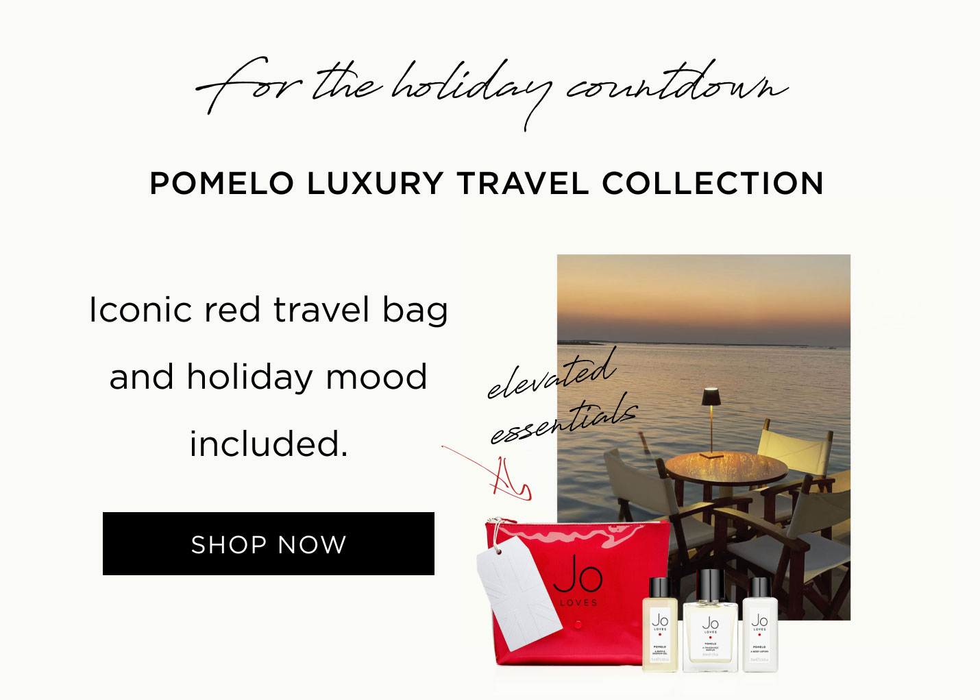 For the holiday countdown Pomelo Luxury Travel Collection Iconic red travel bag and holiday mood included.