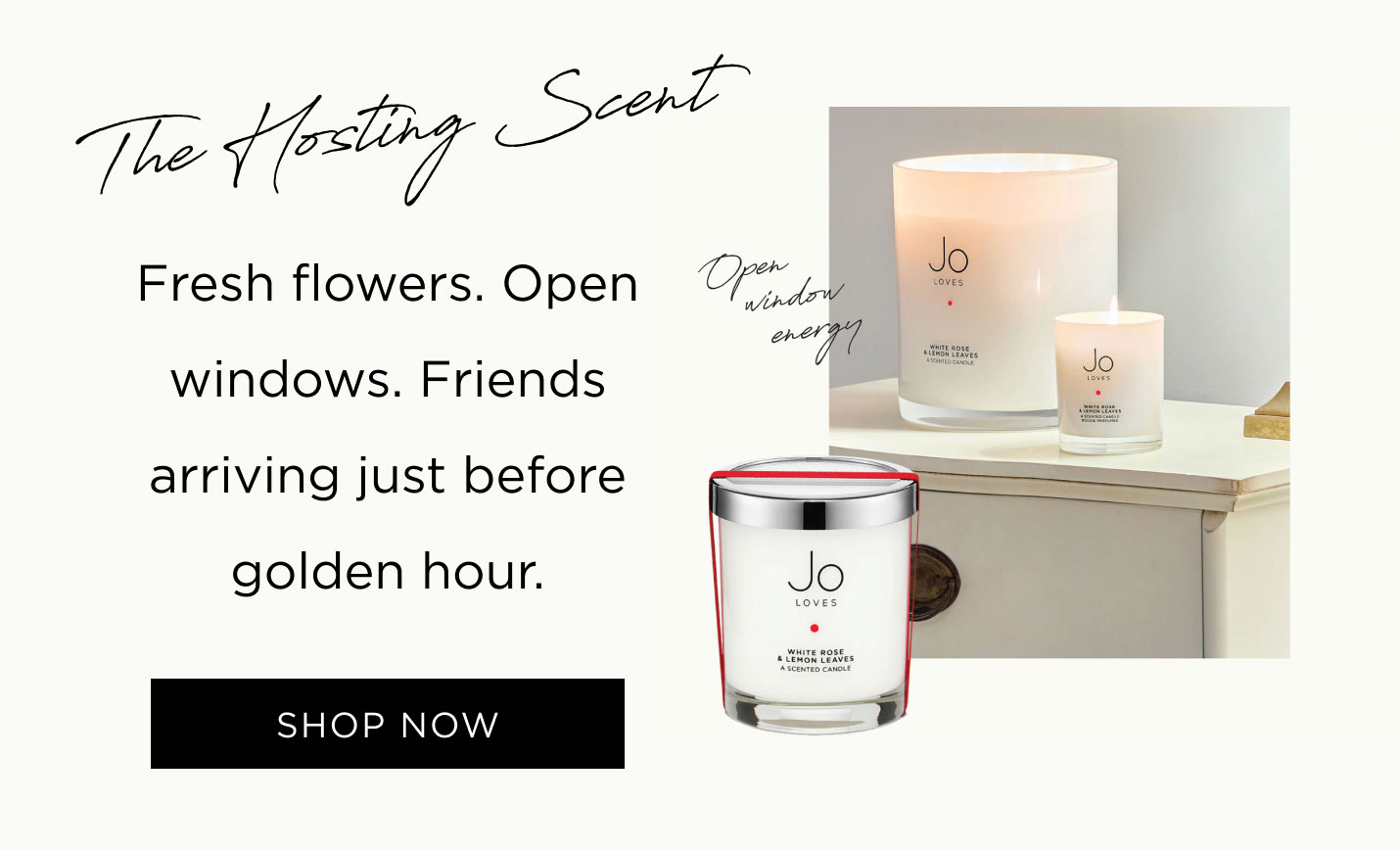The Hosting Scent White Rose & Lemon Leaves Candle flowers. Open windows. Friends arriving just before golden hour.