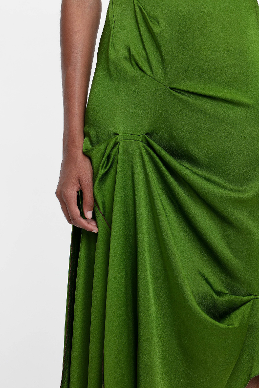 Pleat detail on green dress