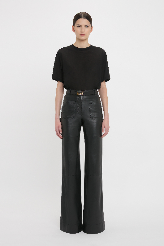 Women in black leather alina trouser 