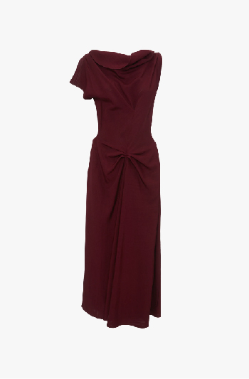 Burgundy midi deconstructed dress