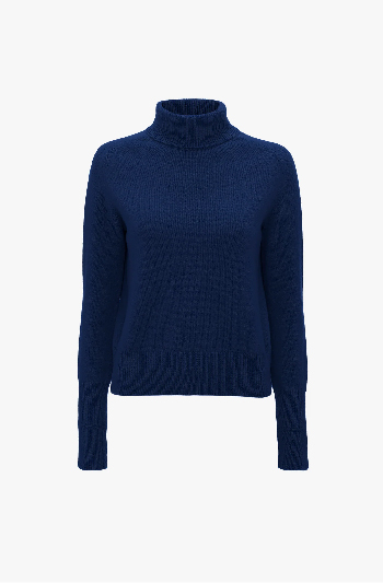 High neck jumper in navy 