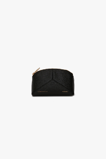 Mini Wash Bag In Black Leather