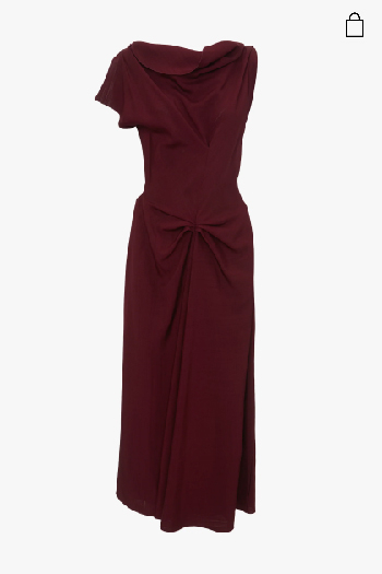 Burgundy gathered waist midi dress 