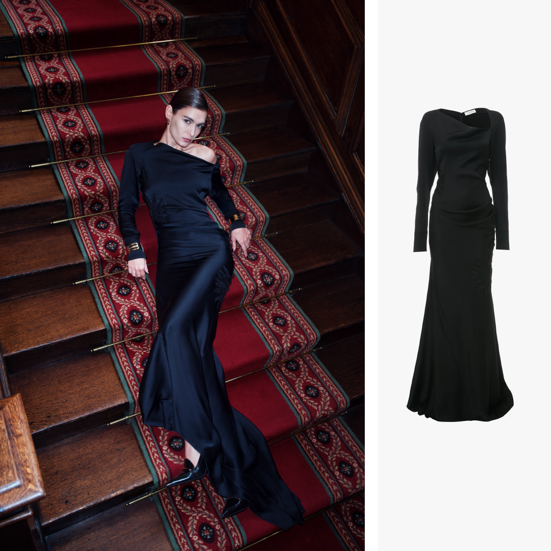 Women in long sleeve black dress
