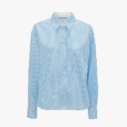 Cropped Blue & White Stripe Shirt