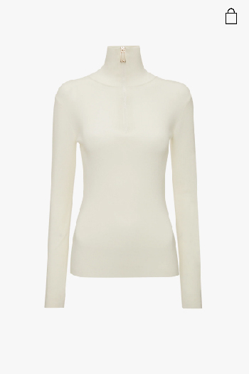 High neck top in white 