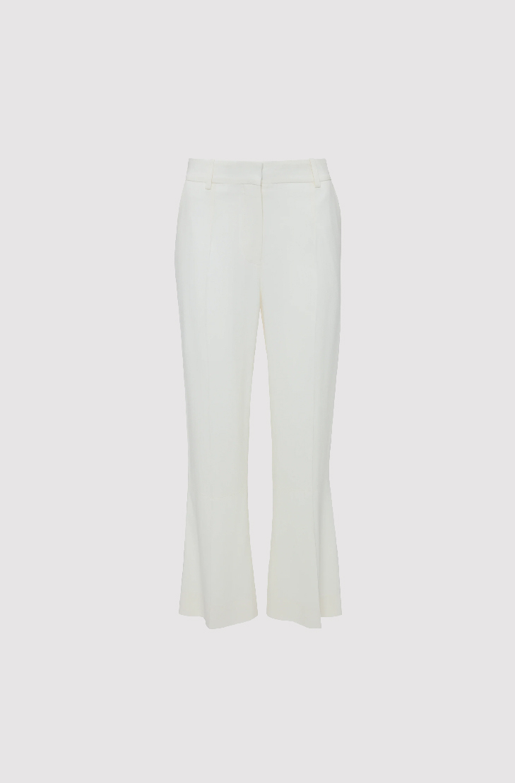 Exclusive Cropped Kick Cotton Trousers In Off White