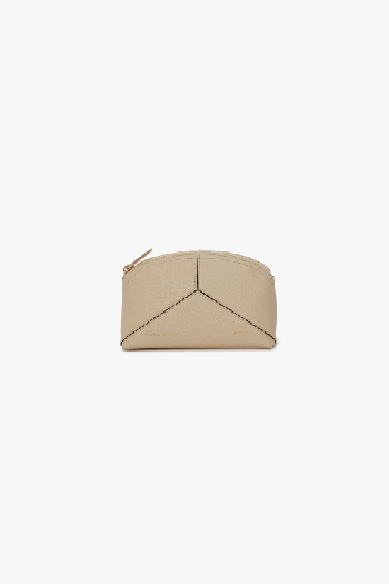 Mini Wash Bag In Ivory Leather