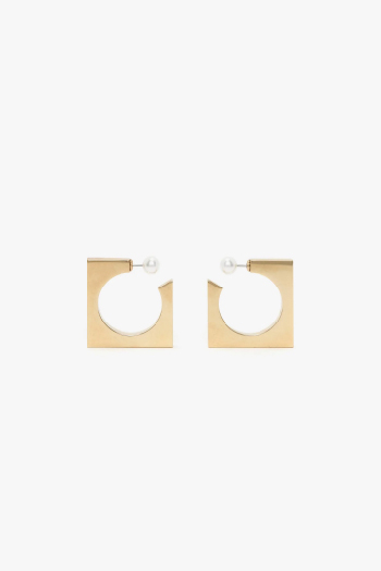 Gold square faceted earrings 