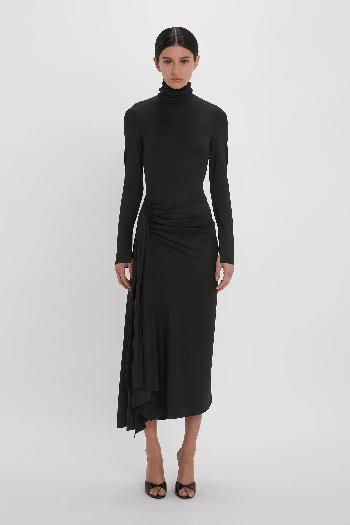 Black high neck dress