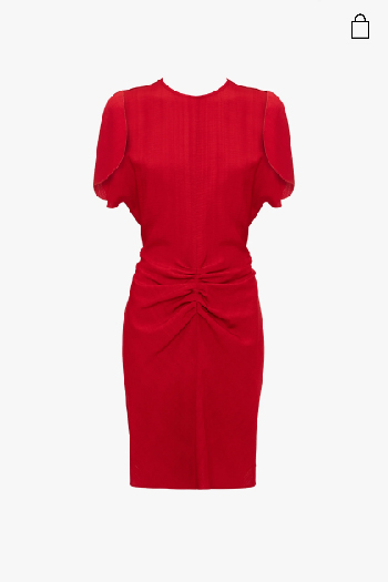 Red mini gathered waist dress 