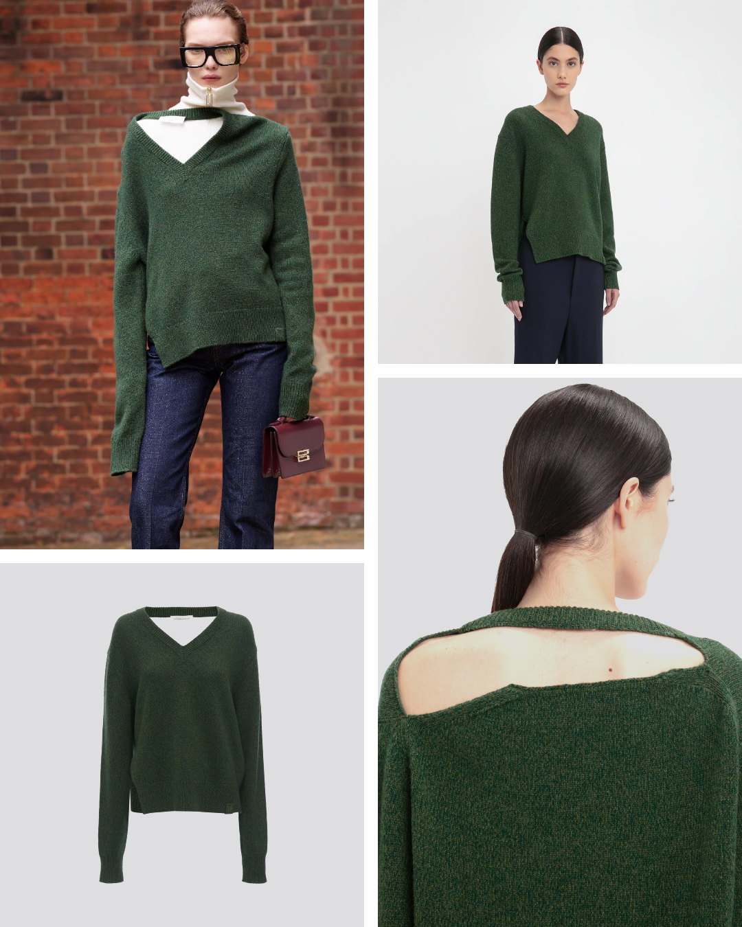 Women in green v-neck jumper 