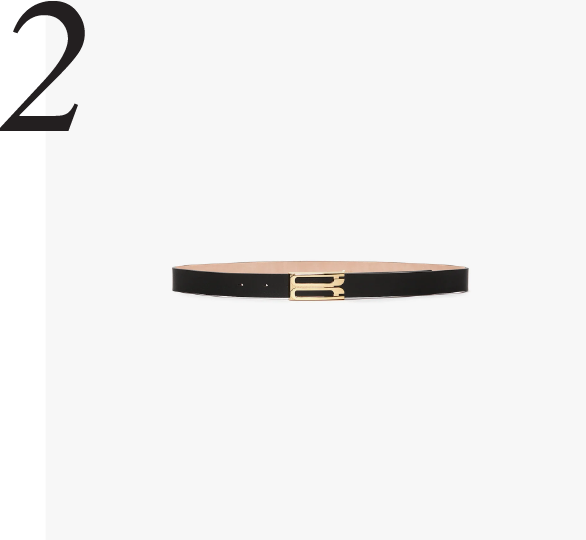 Black Leather Belt With Gold Detail