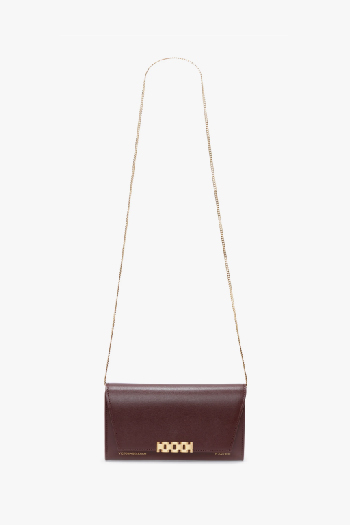 Wallet On Chain In Burgundy Leather
