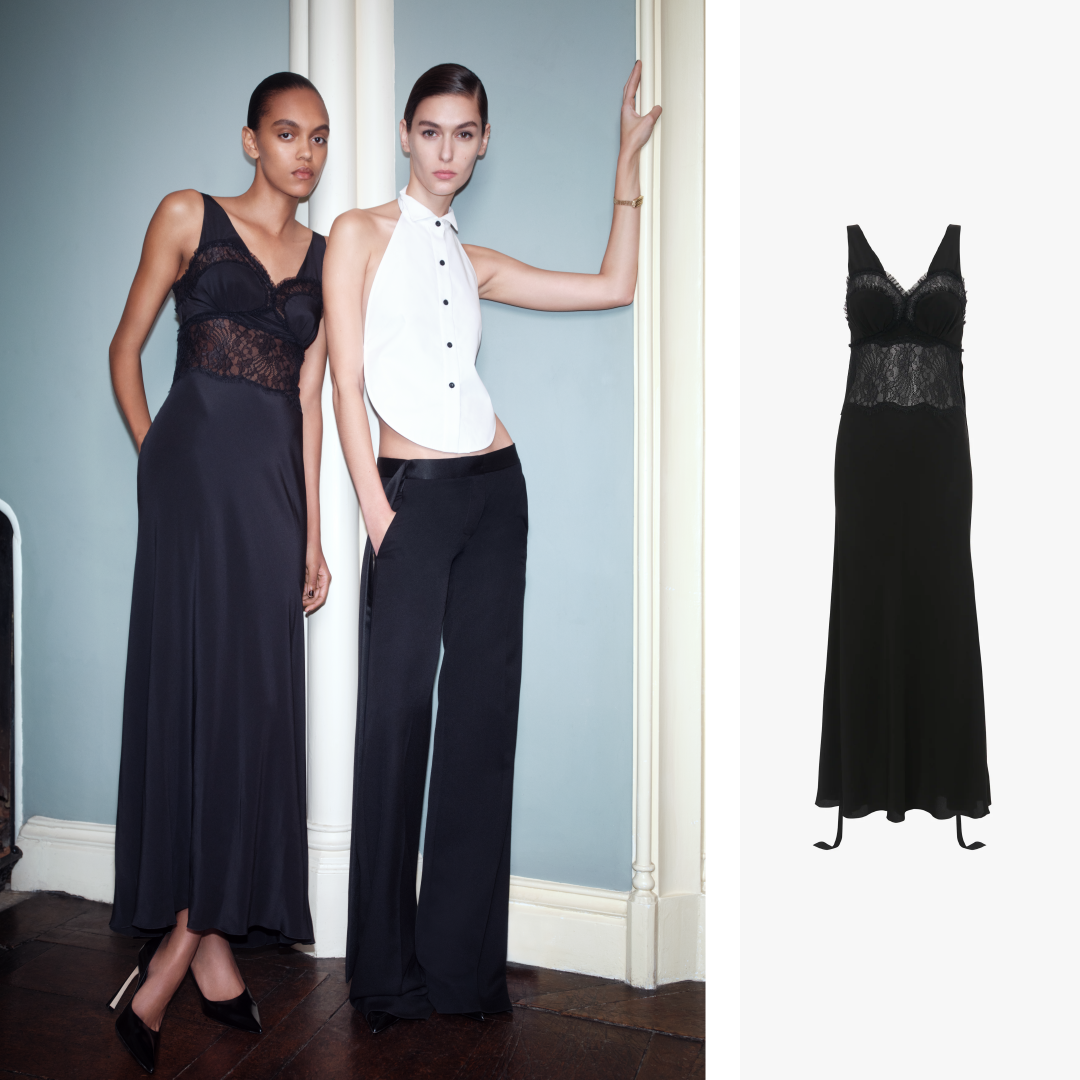 Black ruffle detail midi dress 