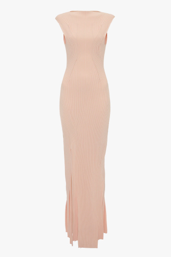 Light pink sleeveless dress with plait detail 