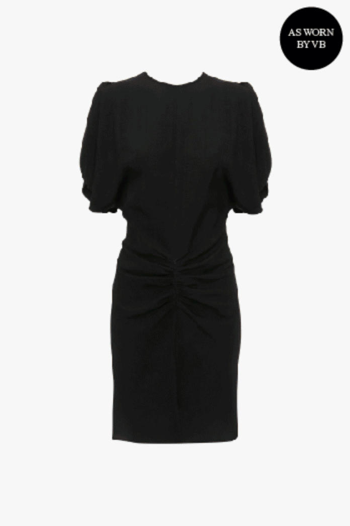 Black mini gathered waist dress 