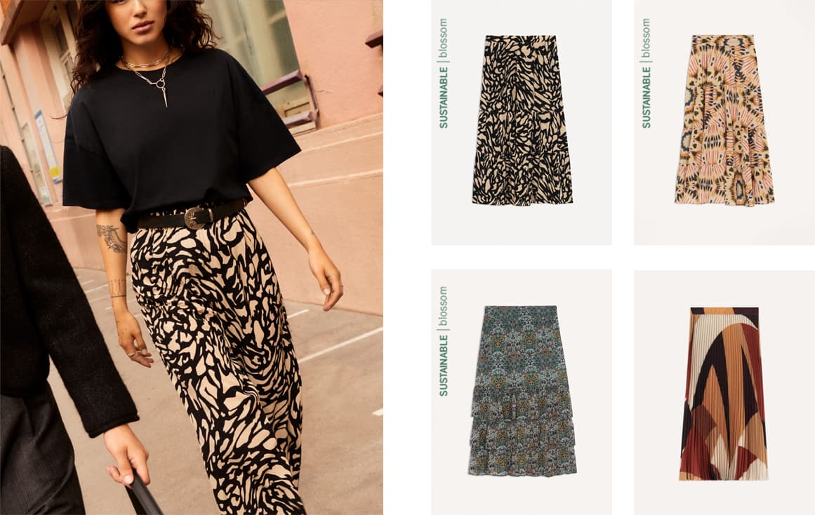 printed midi skirt