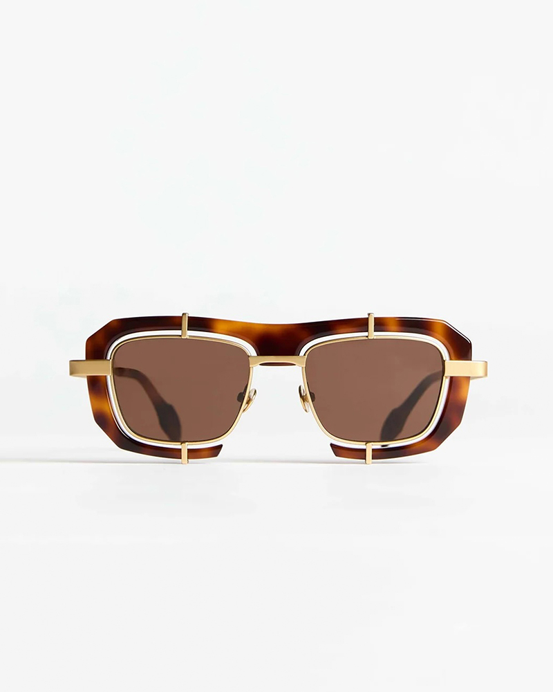 Jwa03 geometric sunglasses in havana