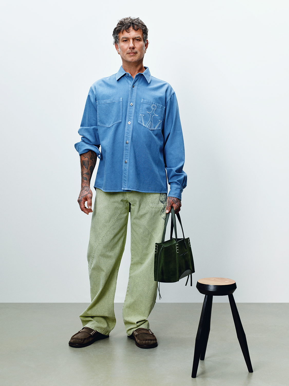Mens oversized shirt in french blue