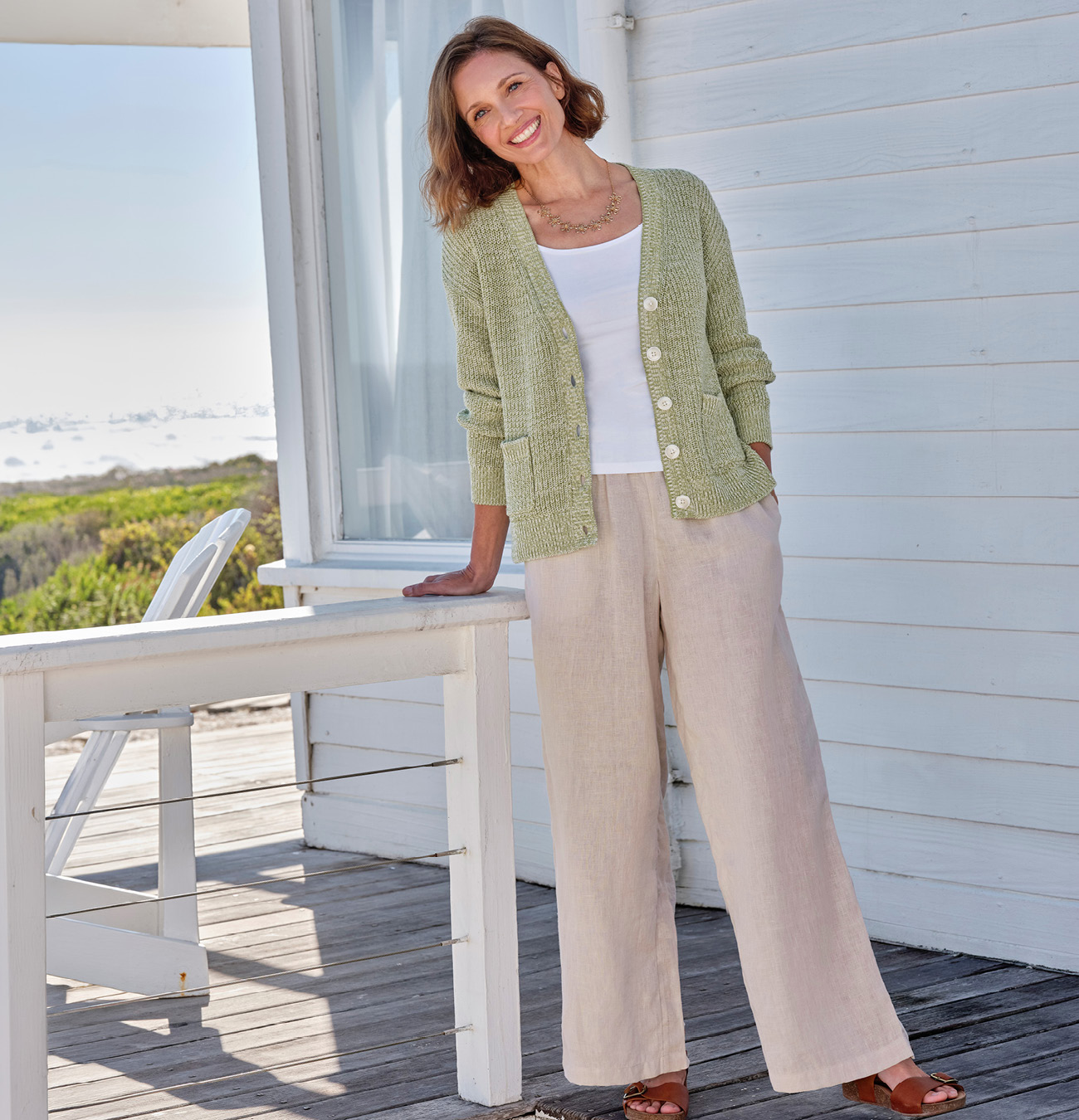 Pantalon large en lin