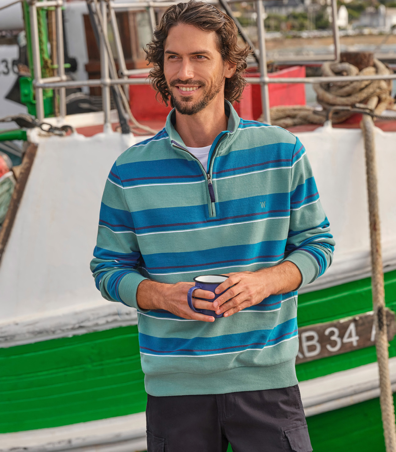 Sweat-shirt à col zippé - Homme - Coton bio