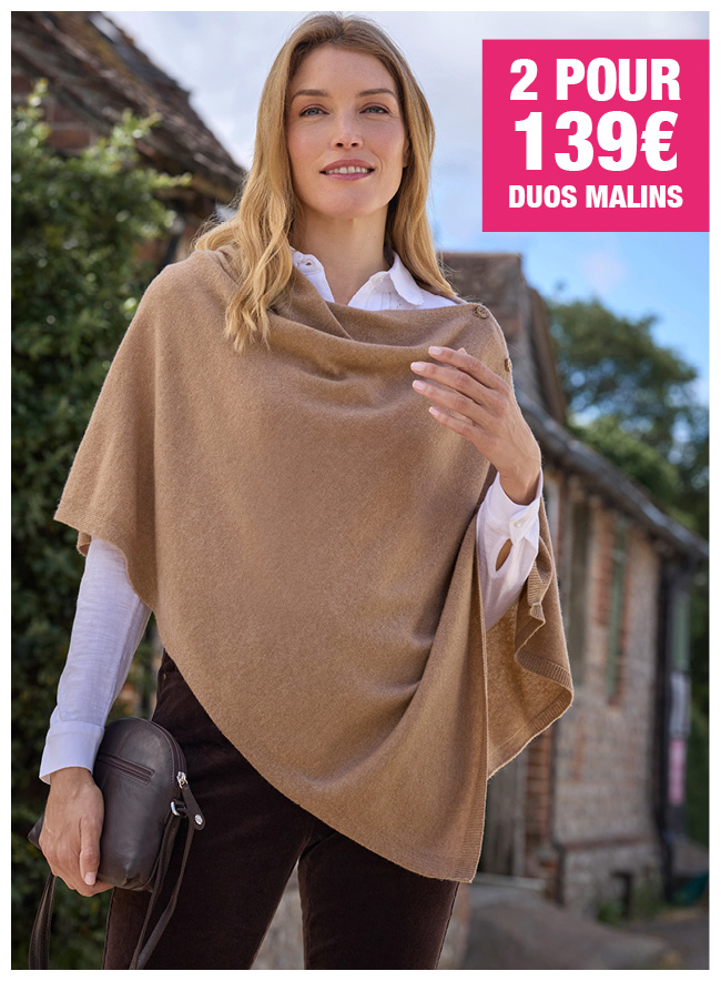 Poncho à boutons - Femme - Cachemire & Mérinos