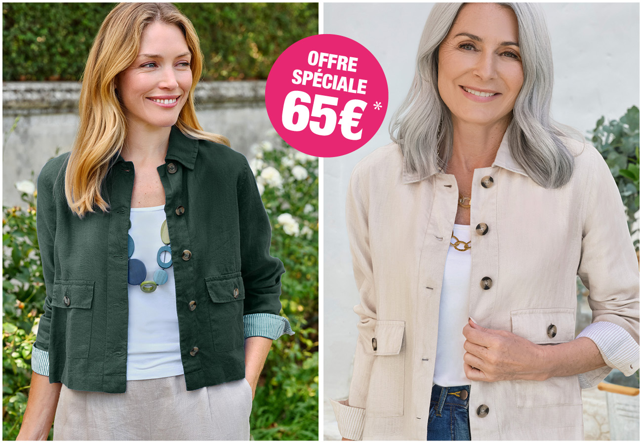 Veste légère en lin à col - Femme - 100 % lin