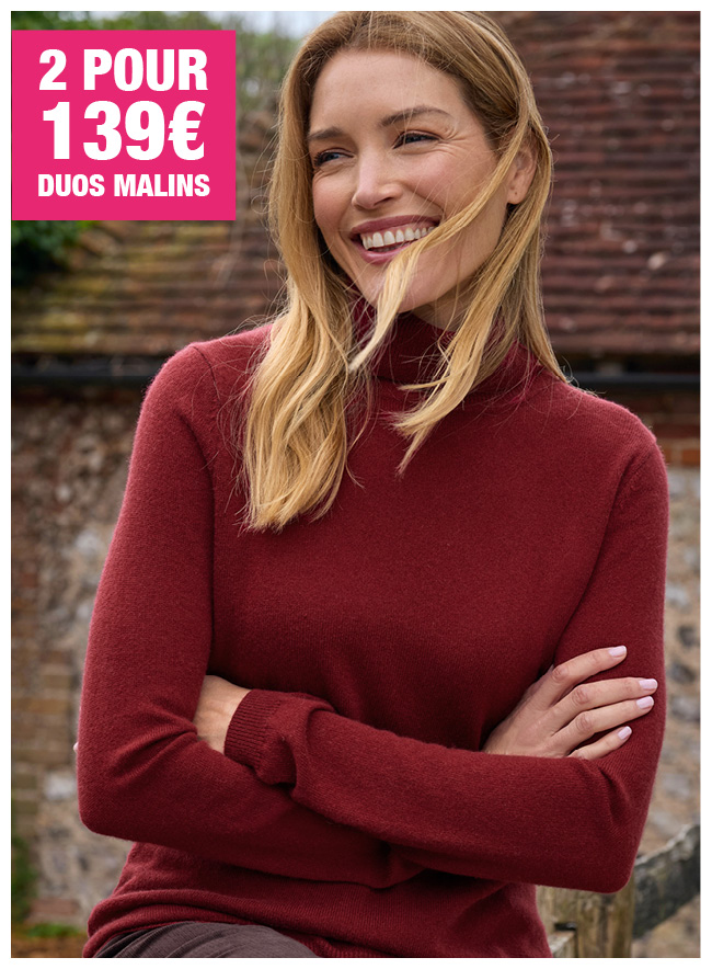 Pull à col roulé ajusté - Femme - Cachemire & mérinos
