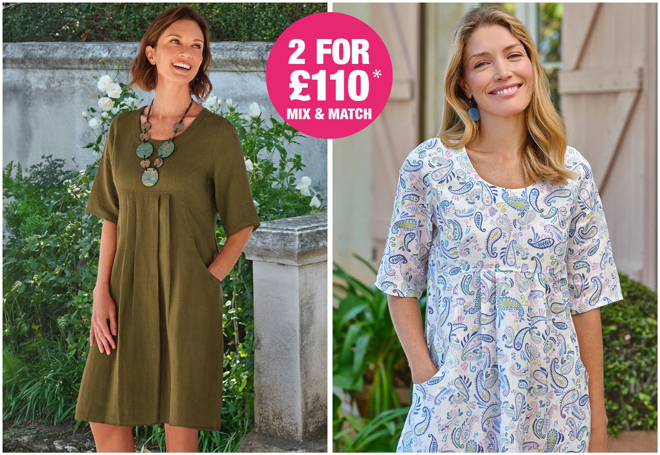 Womens Linen Pocket Tunic Dress