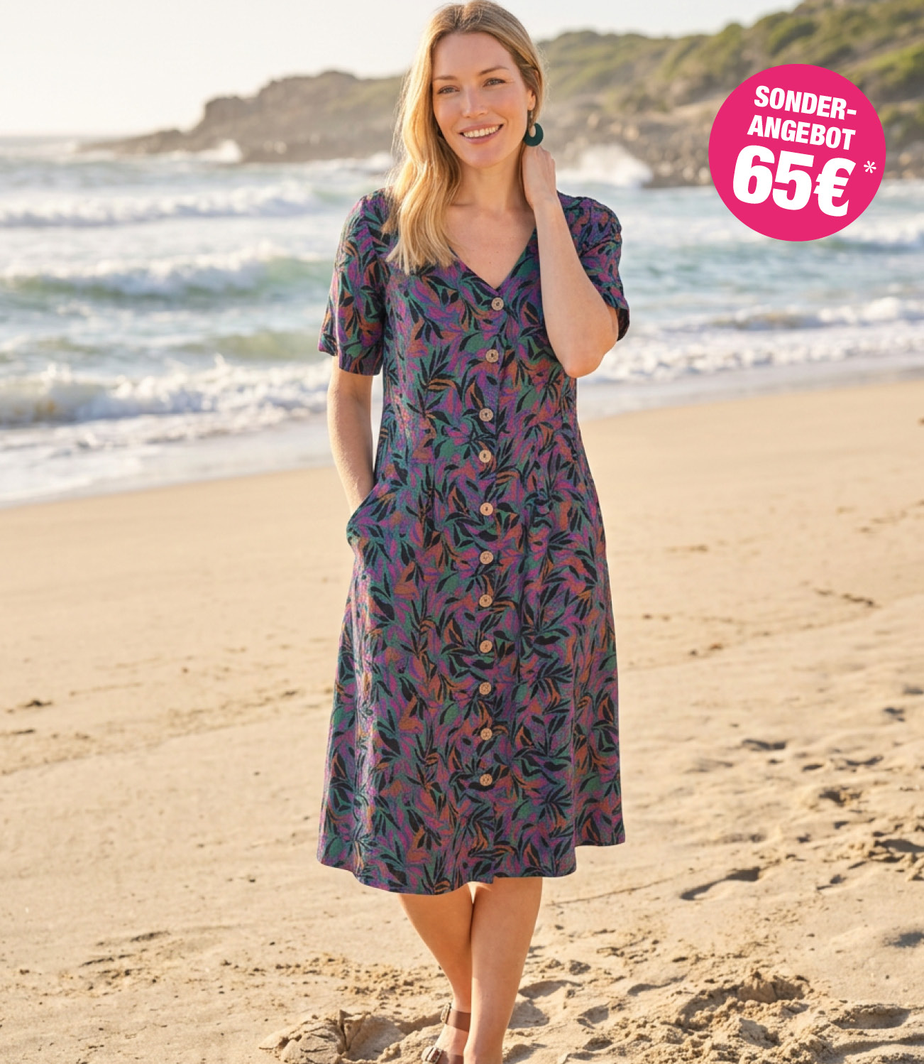Leinenkleid mit Knopfleiste