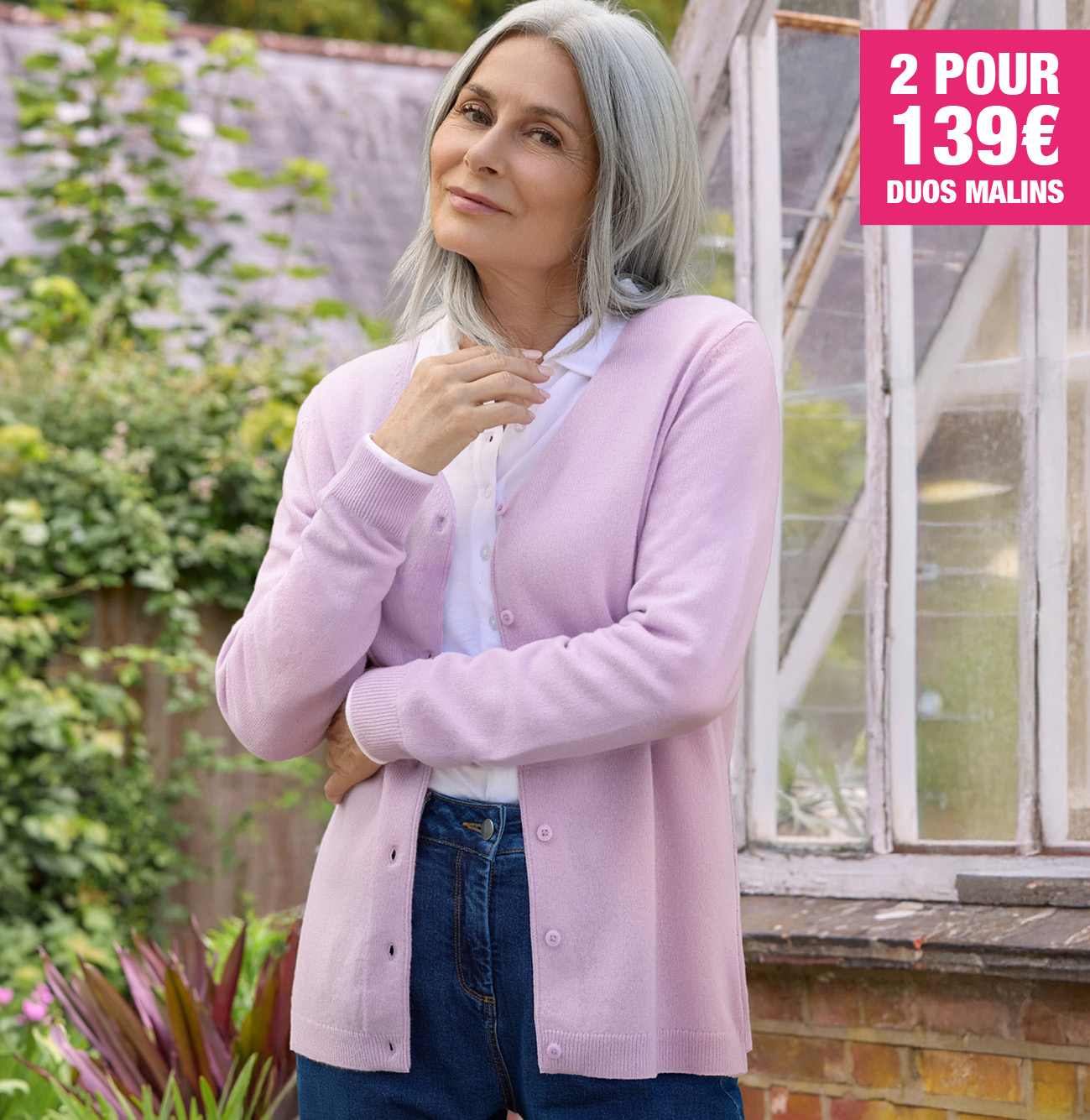 Cardigan classique à col V- Femme - Cachemire & Mérinos