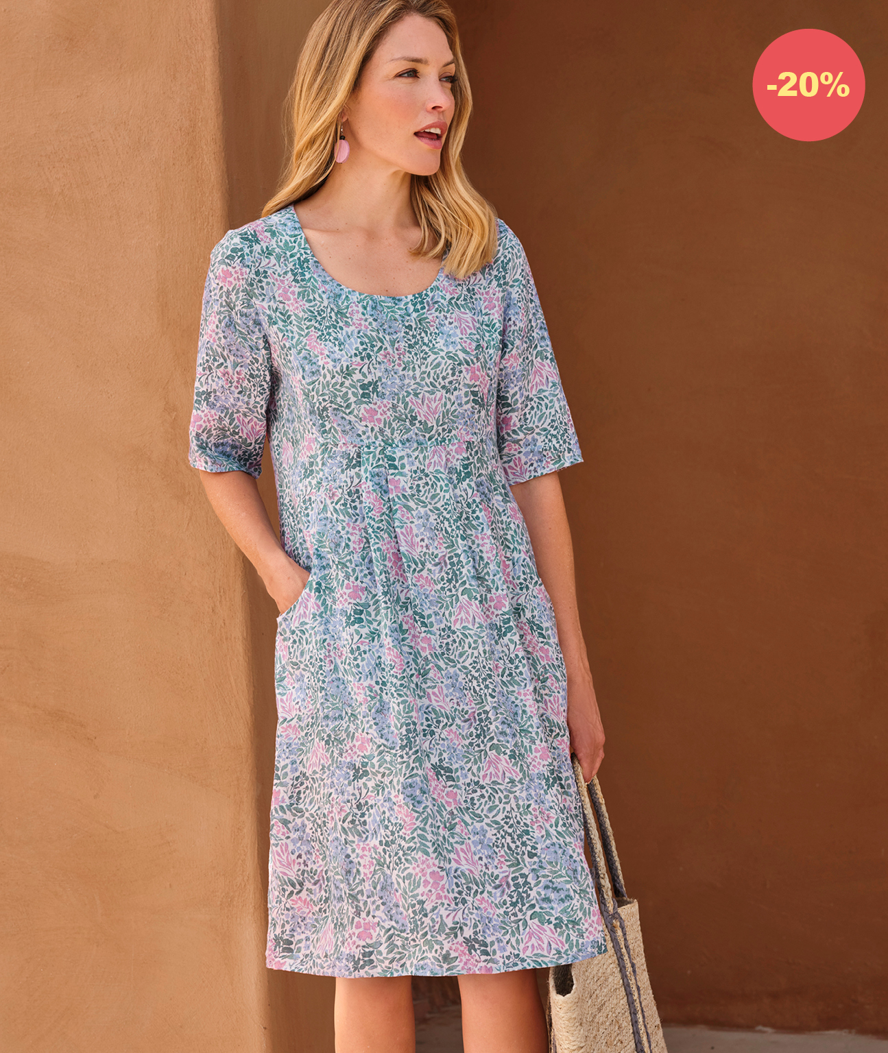 Robe-Tunique à poches - Femme - Pur Lin