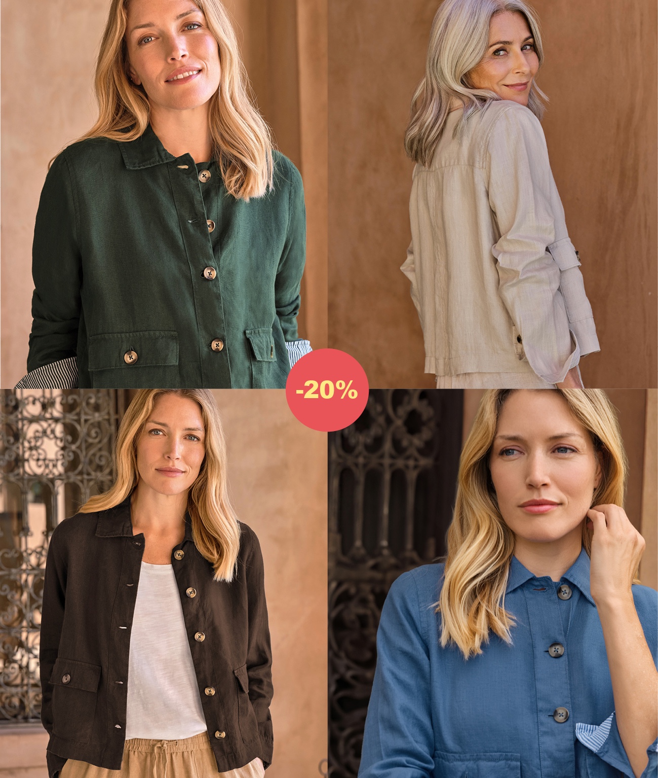 Veste légère en lin à col - Femme - 100 % lin