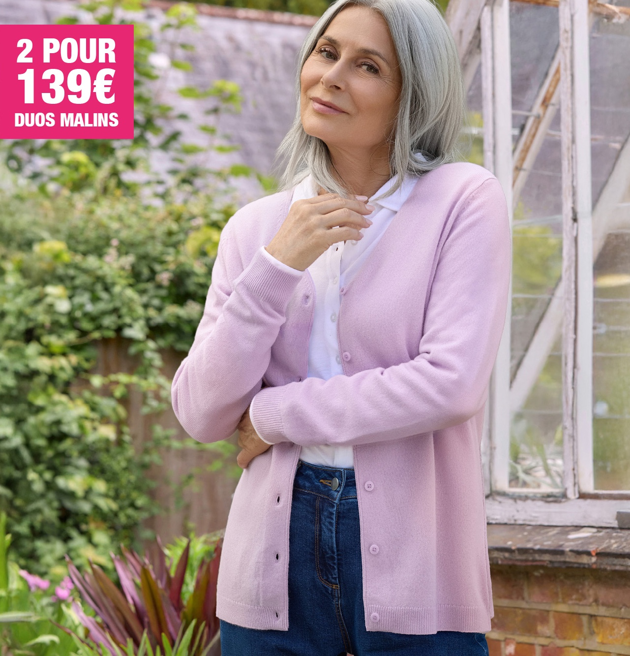 Cardigan classique à col V- Femme - Cachemire & Mérinos